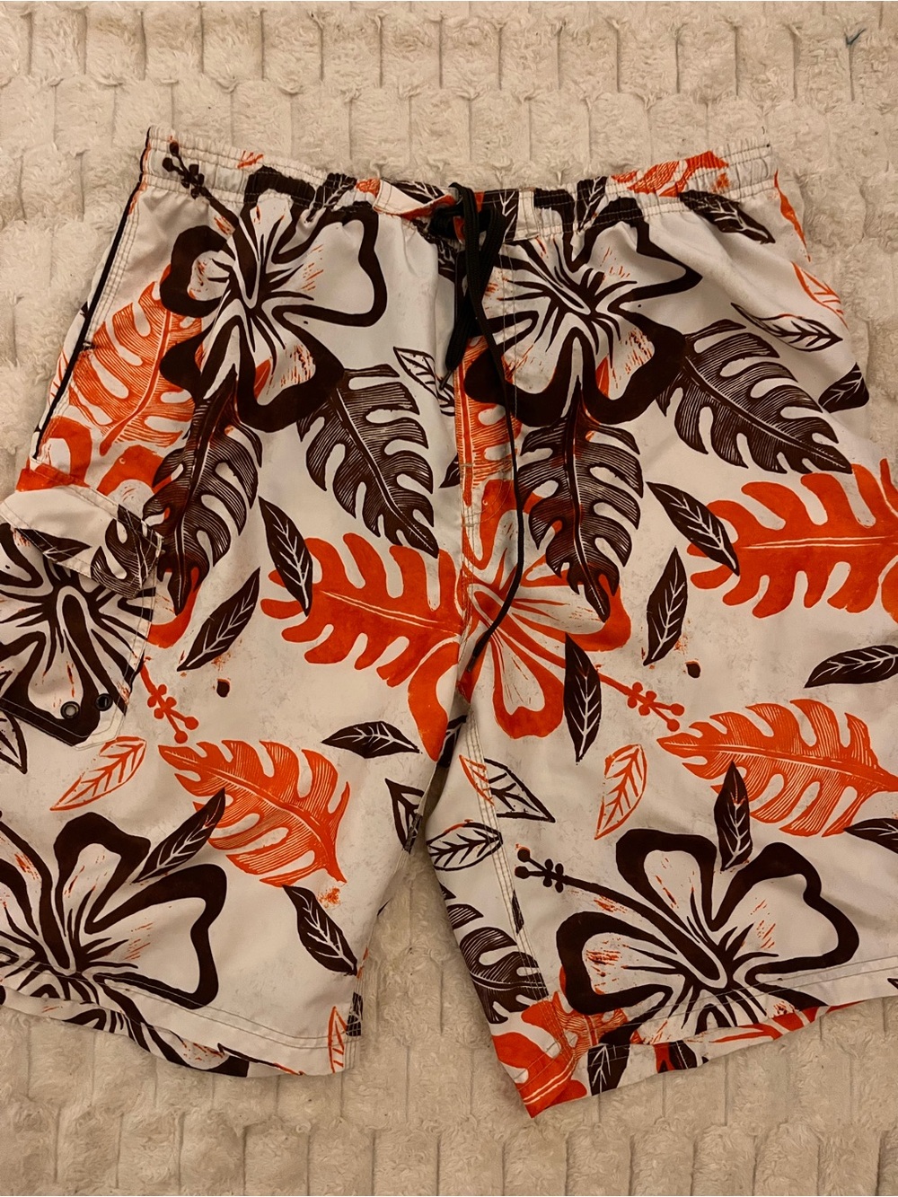 Men's Floral Board Shorts in Orange & Brown